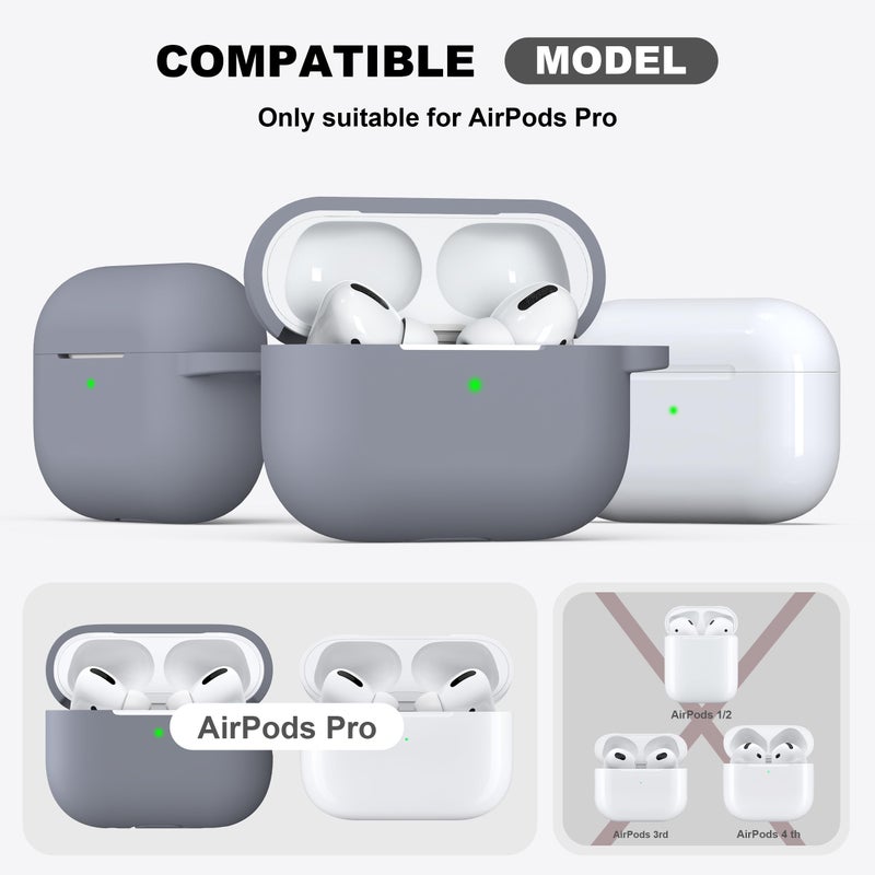 R-fun for AirPods Pro 2nd/1st Generation Case with Cleaner Kit,Soft Silicone Protective Case Cover for Apple AirPod Pro 2/1 for Women Men,AirPods Pro Case Accessories with Keychain,Grey - Image 4